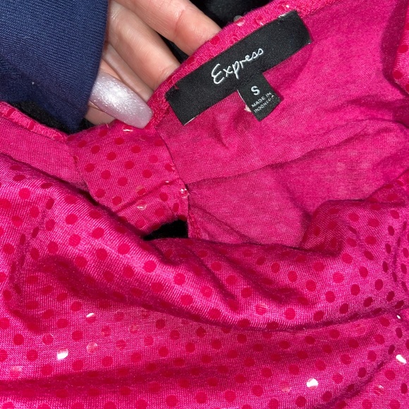 Express Pink Sequin Open Back Blouse Size Small - Picture 3 of 3
